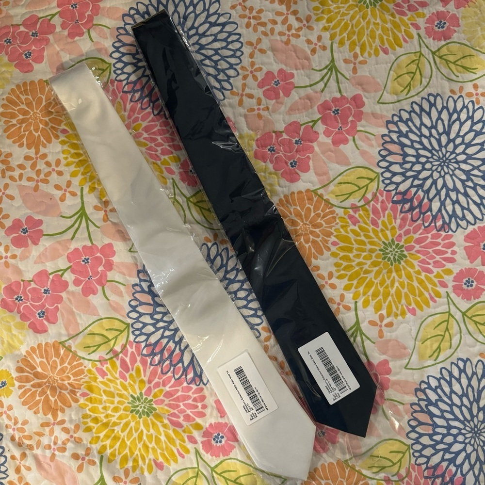 New mens Azazie navy and white ties 62”